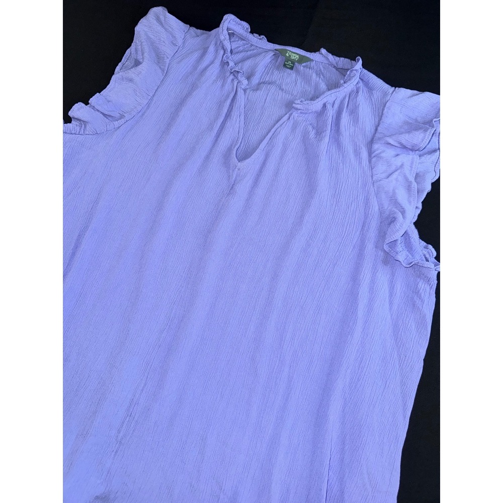 Terra & Sky Womens 2X Lavender Purple Ruffle‎ Flutter Sleeve Viscose Blouse Top